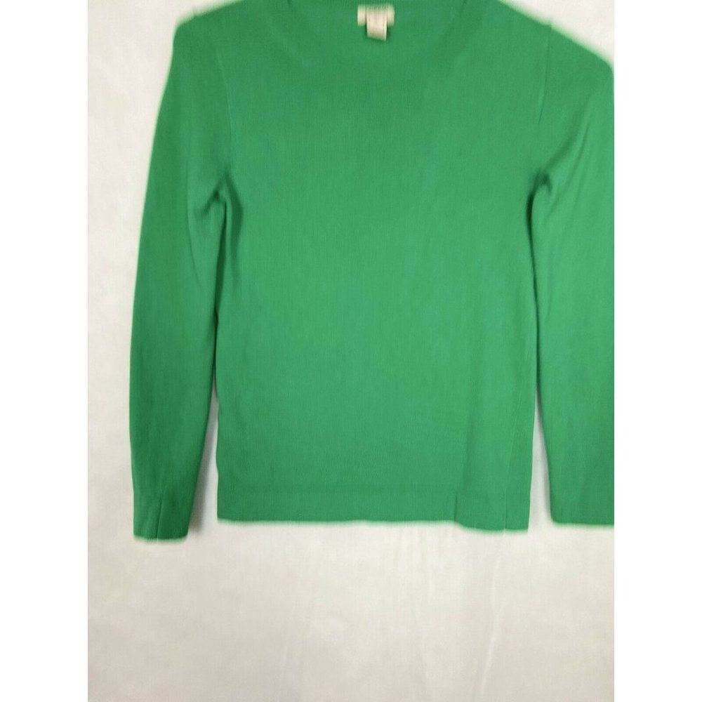 J.Crew Sweater Womens SZ XXS Green Long Sleeve Crew Neck  Wool Blend Stretch
